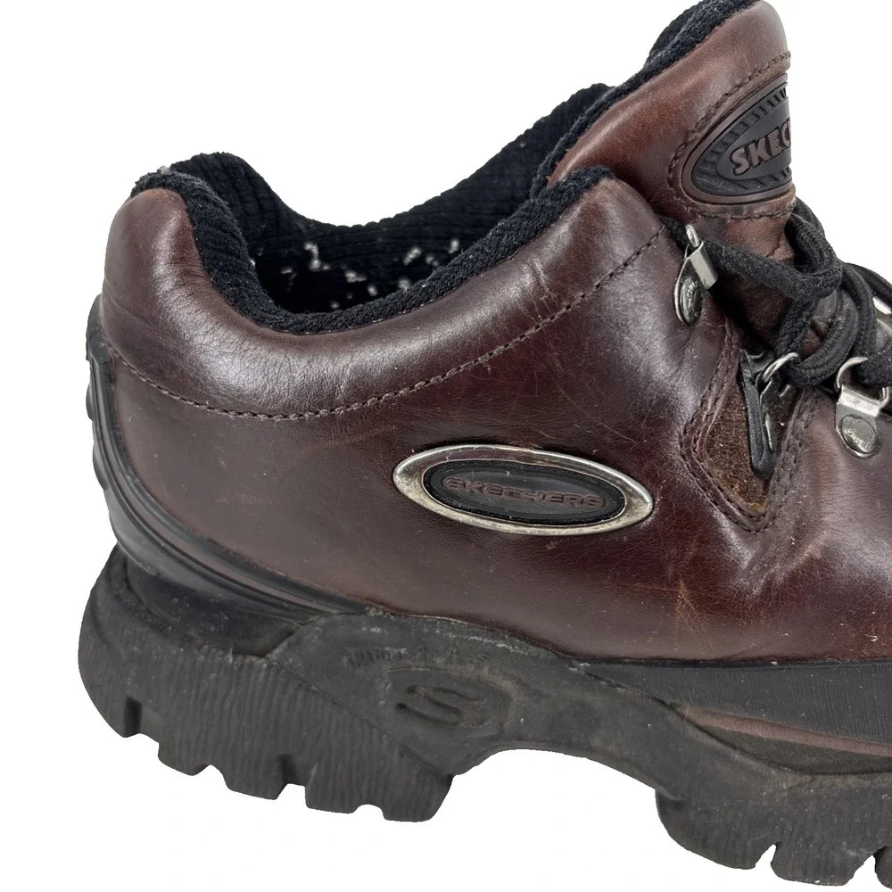 Vintage Skechers Shoes Men 7 Women 8.5 Oxblood Brown Leather Platform Y2K Chunky
